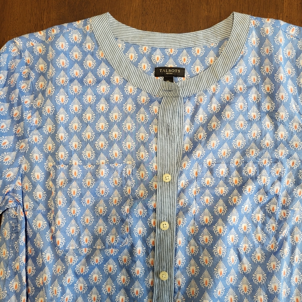 Talbots Light Blue Printed Button-Down Tunic - Picture 8 of 8